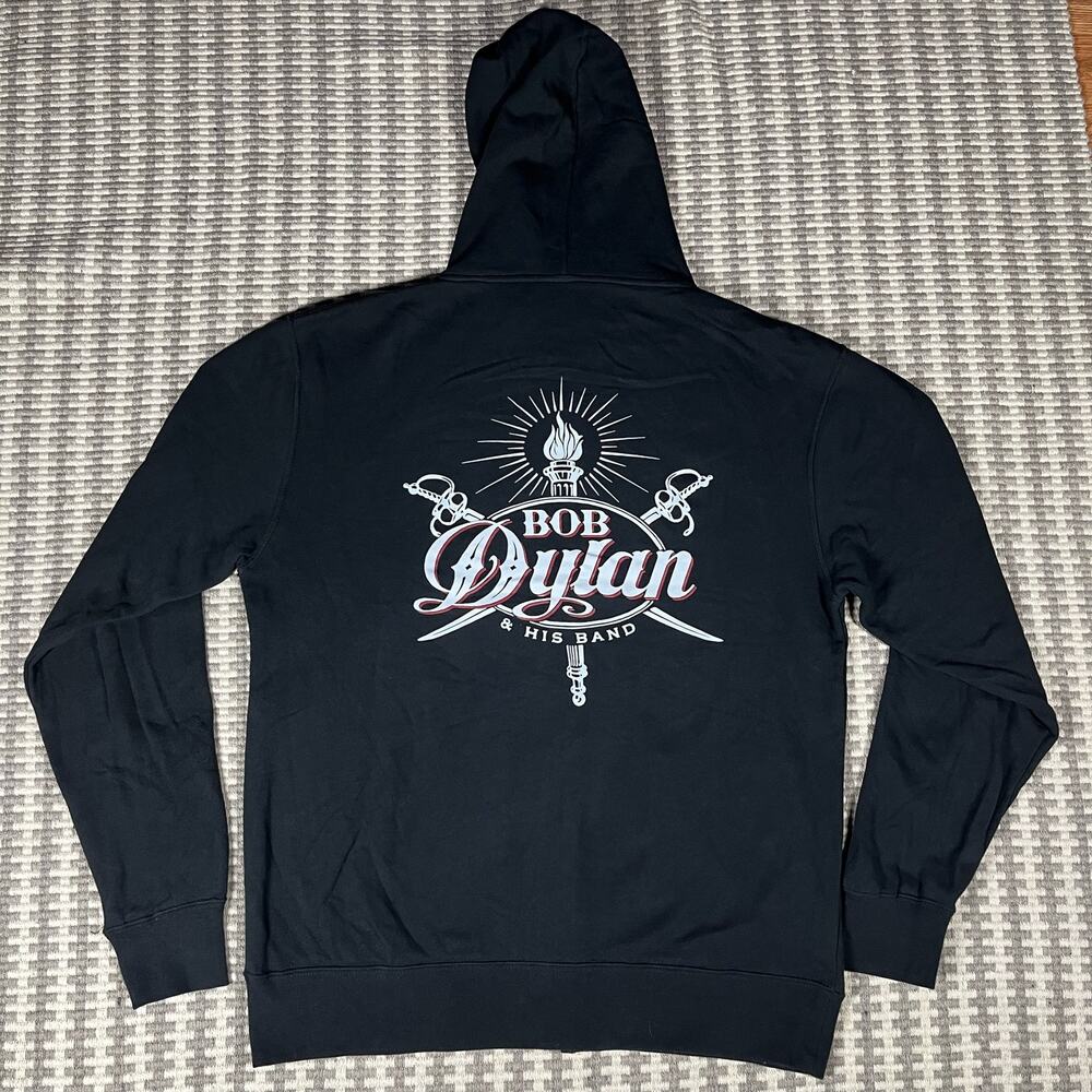 Bob Dylan and  His Band Full Zip Up Black Hoodie Men’s Sz XL New